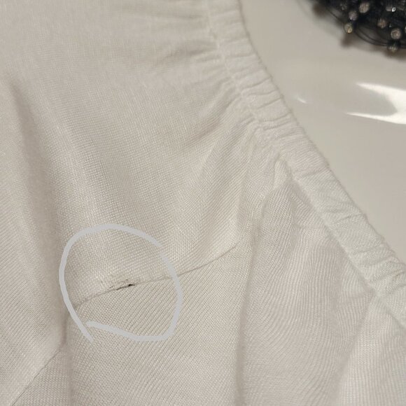 WHITE Long Sleeve Rayon V Neck Tunic  Blouse Top Size S - Picture 10 of 10